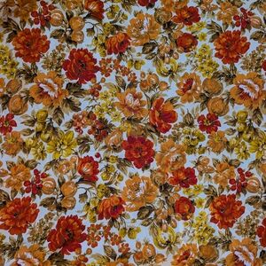 Floral Pattern Fabric in Red and Orange
